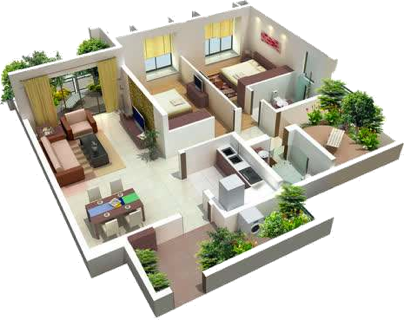 House Design 3D 17x13 Meters 221 sqm 3 Bedrooms - SamHousePlans